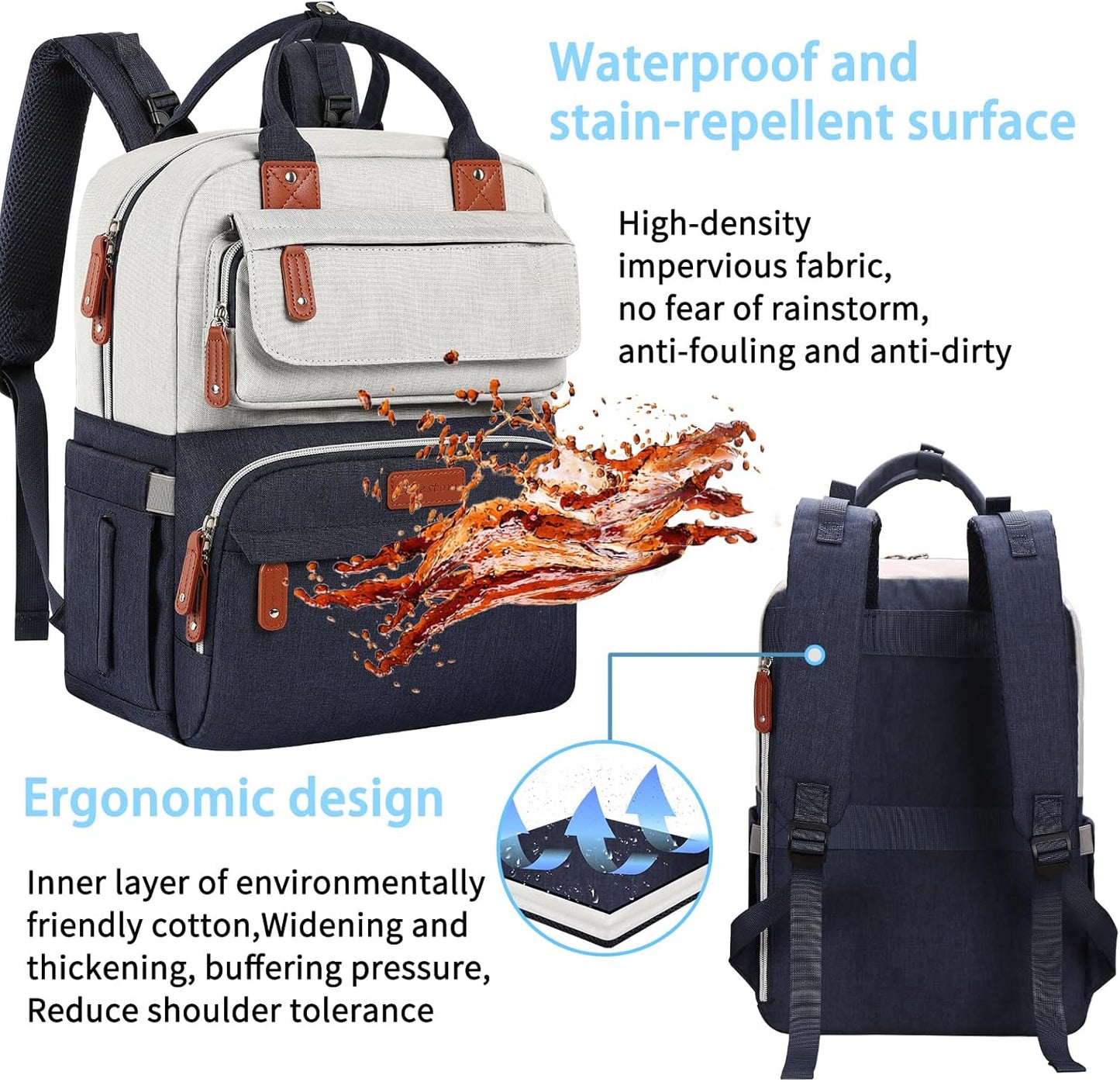 Diaper Bag Backpack, Baby Boy Diaper Bag, Unisex Large Baby Bag for Mom, Waterproof Baby Essentials Travel Diaper Backpack with Insulated Pockets and Stroller Straps