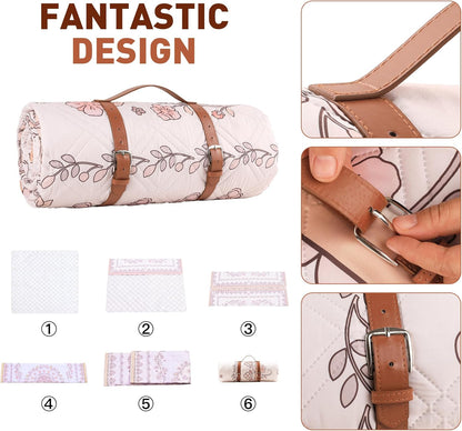 Boho Picnic Mat, 79" x 79" Extra Large Outdoor Picnic Blanket, Washable Foldable Portable Blanket for Beach/Camping/Concerts
