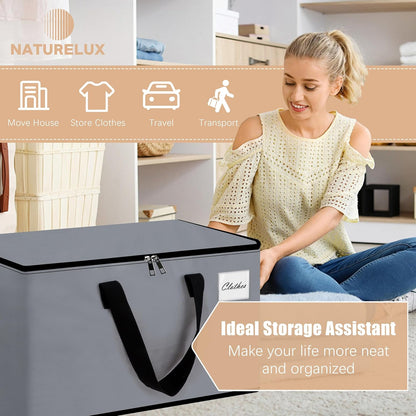 Heavy Duty Moving Bags - Extra Large Packing Bags and Storage Totes, Collapsible and Foldable Option for Moving and Storage, Grey, 93 L - 12 Pack