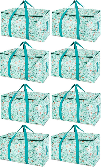BALEINE 8-Pack Oversized Moving Bags with Reinforced Handles, Heavy-Duty Storage Tote for Clothes, Moving Supplies (Spring Stroll, 8-Pack)