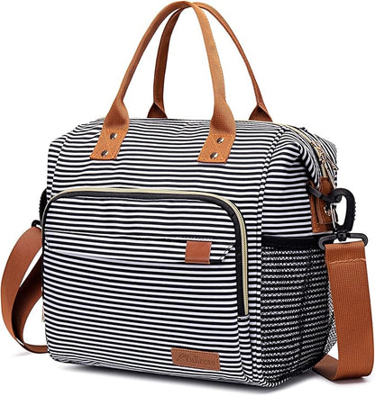 TuErCao Lunch Bag Women Insulated Lunch Box for Work Leakproof Soft Cooler for Picnic Travel Road Trips, Loncheras para Mujer Adult, Stripes