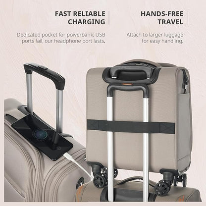 Verage Underseat Carry On Luggage with Wheels, 14.5-Inch Spinner Small Suitcase, Softside Lightweight Travel Bag for Men and Women, Airplane Carry On Bag, Pebble Gary