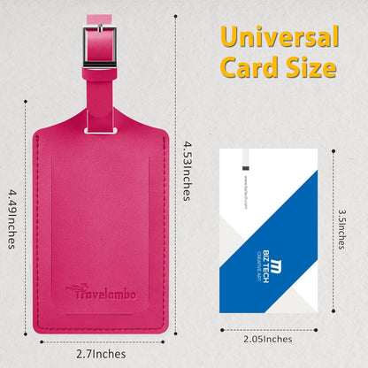 Travelambo Luggage Tags for Suitcases PU Leather Travel Tags Bag Tags Privacy Protection Travel Essentials