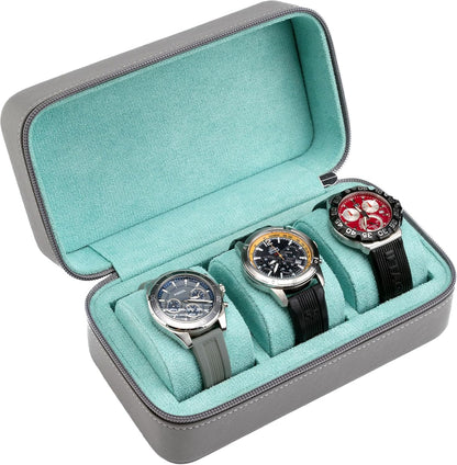 Watch Travel Case for Men | Leather Watch Case with 3 Slots | Perfect Travel Watch Organizer | Portable Watch Carrying Case for Men