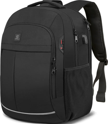 Backpack, Laptop Backpack, Carry on Backpack, Durable TSA Friendly Business Travel 17.3 Inch Laptop Backpack with USB Port, College School Bag Gift for Men Women Teens Bookbag, Black