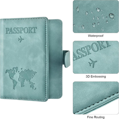 Eoehro Passport Holder for Travel Essentials, Passport Wallet Cover Case for Travel Must Haves Accessories,Passport Book Holders for Women and Men(light blue)