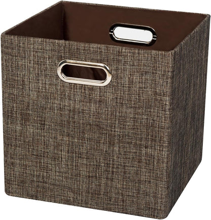 Storage Bins Cube Containers Boxes,Thick and Heavy Duty Fabric Drawers, 11×11 inch- Set of 4,Brown