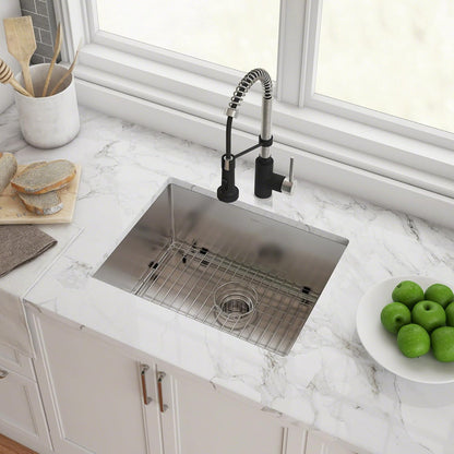 KRAUS Standart PRO™ 23-inch 16 Gauge Undermount Single Bowl Stainless Steel Kitchen Sink with WasteGuard™ Continuous Feed Garbage Disposal, KHU101-23-100-75MB