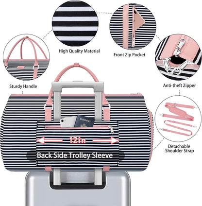 Convertible Garment Duffel Bag for Travel - Carry On Garment Bags With Toiletry Bag Large Weekender Bag for Men Women 2 in 1 Hanging Suitcase Suit Travel Duffel Overnight Bags 4pcs Set