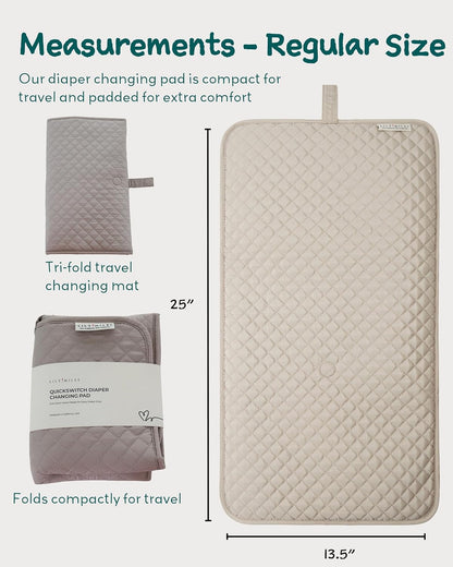 Lily Miles Diaper Changing Pad Portable, Baby Changing Mat with Magnetic Latches, Travel Pad for Diaper Bag, Baby Essentials, Wipeable & Waterproof Mat (Soft Sand, Regular)