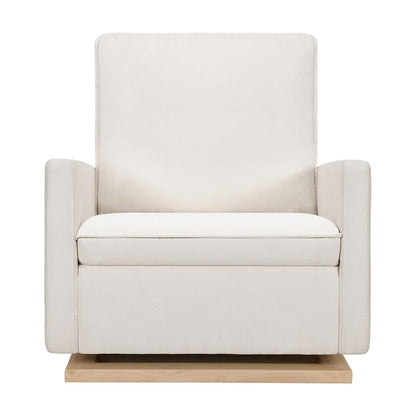 babyletto Cali Pillowback Chair and a Half Glider in Performance Cream Eco-Weave with Light Wood Base, Water Repellent & Stain Resistant, Greenguard Gold and CertiPUR-US Certified