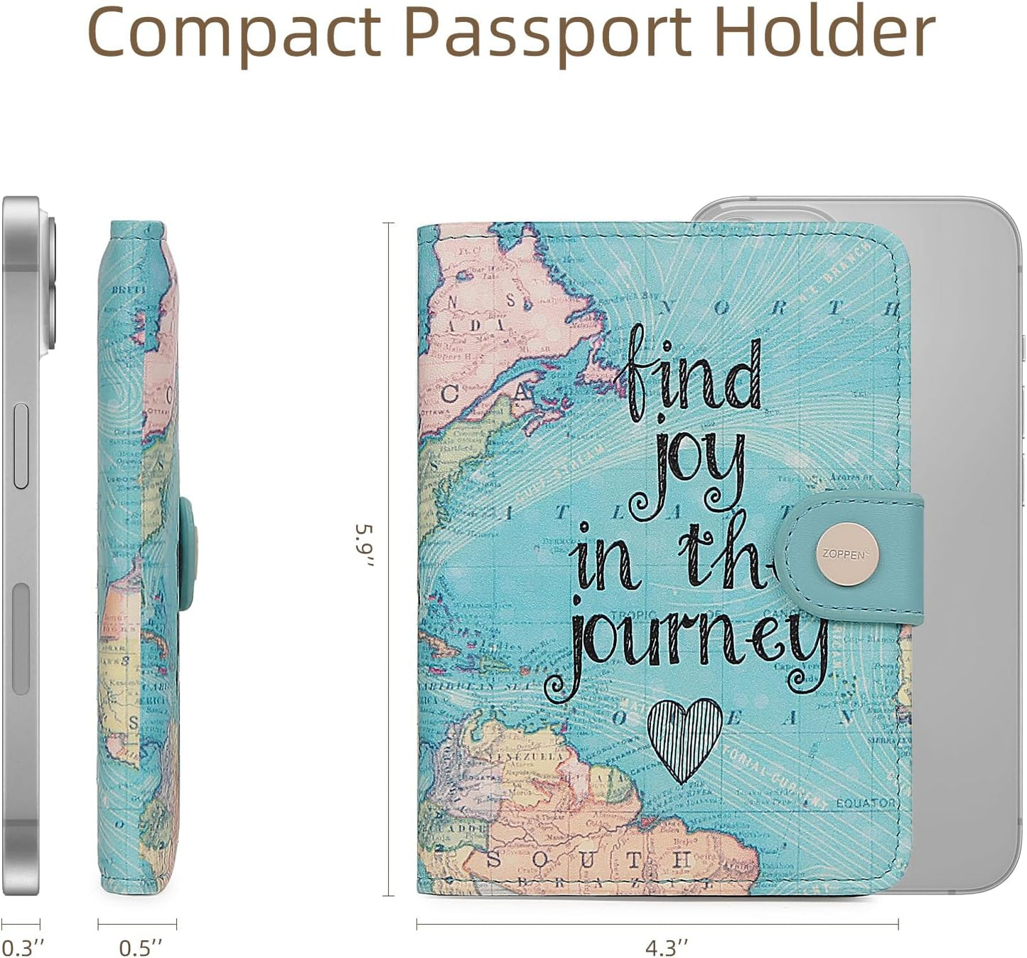 ZOPPEN Passport Holder Women, Passport Cover Travel Wallet Rfid Blocking Passport Wallet Cover Case Travel Essentials Document Organizer, Map