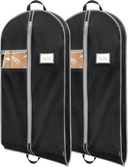 BALEINE 2PK Heavy Duty Garment Bag with Shoe Storage Travel Bag for Dresses, Suit, Coats Travel Essential (54", Black)