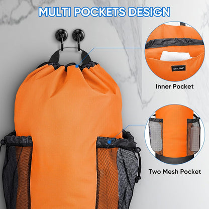BALEINE 150L Laundry Bag Backpack, 900D Oxford Fabric Large Travel Laundry Bags with Shoulder Straps and 2 Mesh Pockets for College Dorm, Apartment, Laundromat (Orange, 150L)