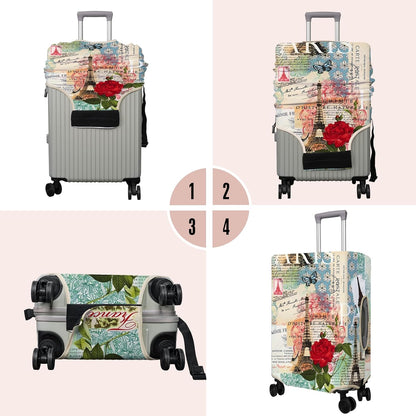 Travel Luggage Cover Suitcase Protector Fits 18-32 Inch Wheel Covers PatternedTravel Related Items Flower Luggage Protector Elastic L