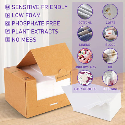 Freelivity Laundry Detergent Sheets, 200 Loads Eco-Friendly Laundry Soap Strips - No Plastic Jug Hypoallergenic Liquid Less Dissolvable Space Saving Sheets for HE machine, travel, home clothes washing