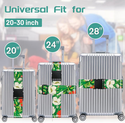 Slohif Luggage Straps for Suitcases Travel Belt Accessories Luggage Connector Identifiers Over Handle with Buckle Unique Nylon Adjustable Strap for Sleeping Bag Car Seat Green(2 Pack)