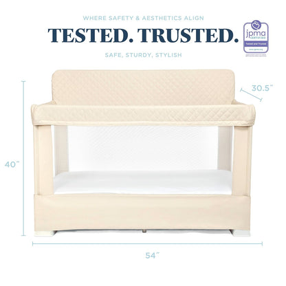 Baby Delight Lunaire Full Size Crib | Breathable Mesh Baby Crib | Tool-Free Assembly Baby Bed | 100% GOTS Certified Organic Cotton Fabric | Organic Oat