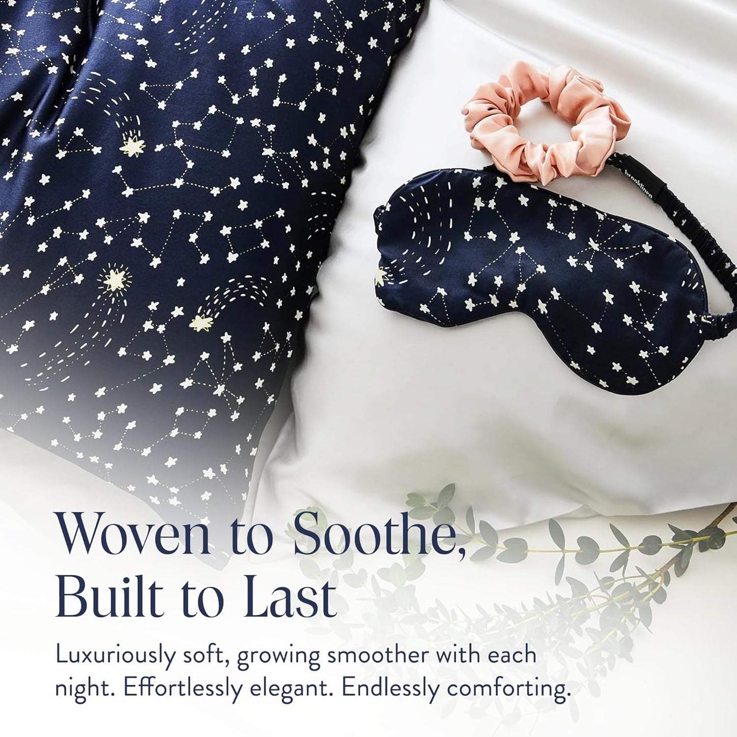 Brooklinen Silk Eye Mask for Sleeping – Celestial Blue, 100% Mulberry Silk Sleep Mask with Soft Elastic Strap, Machine Washable, Breathable & Cool-to-The-Touch – Ideal for Sleeping & Traveling