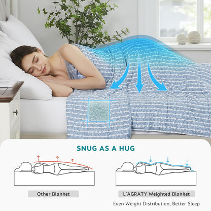 L'AGRATY Weighted Blanket - 60"x80" 20lbs Cooling Breathable Heavy Blanket Microfiber Material with Glass Beads Big Blanket for Adult All-season Summer Fall Winter Soft Thick Comfort Blanket