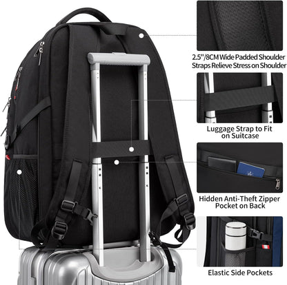Travel Laptop Backpack, 18.4 inch Extra Large Backpack for Men and Women, 45L Capacity Business Computer Back Pack (Black Blue, 18.4 Inch)