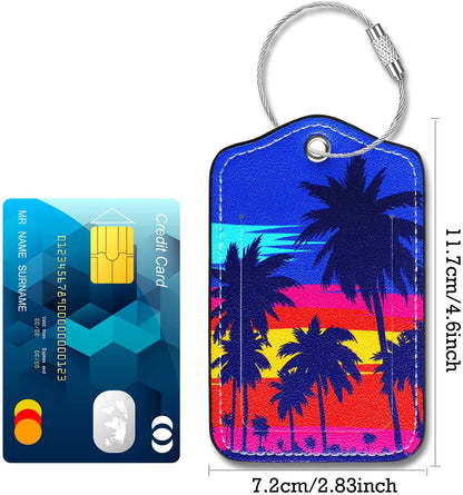 Luggage Tags for Suitcases-Leather Luggage Tag 4 Pack with Loops Cute Bag/Backpack/Suitcase Tags Bulk Travel Essentials for Flying
