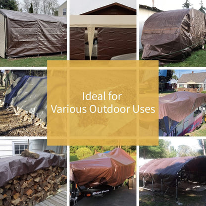 GUARD SHIELD Brown Tarp 10x12 Feet Waterproof Tarps Lightweight Camping Tarp Outdoor Multi Purpose Poly Cover 6mil