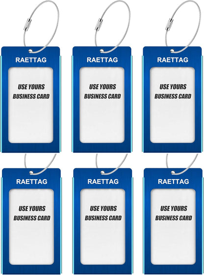 Luggage Tags Metal Suitcase Tags Travel Bag ID Identifier Luggage Tag (Blue 6-Pack)