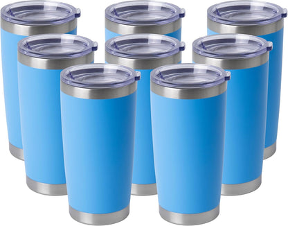 HASLE OUTFITTERS 20oz Stainless Steel Tumblers Bulk, Insulated Travel Cup with Lid, Double Wall Vacuum Coffee Mug for Cold & Hot Drinks 8 Pack, Royal Blue
