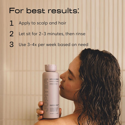 Jupiter Balancing Anti Dandruff Shampoo Duo, for Women & Men, Physician-Formulated for Flaky, Itchy, Oily, Dry Scalp, & Paraben-Free, Anti-Dandruff Shampoo with Zinc, 2 pack, 14 fl oz ea