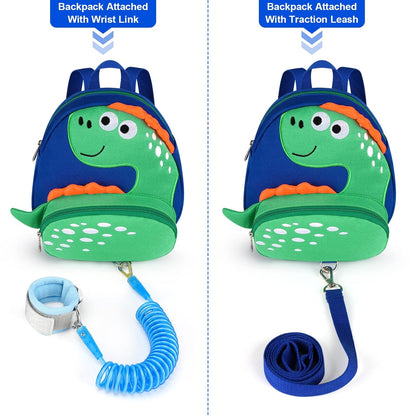 Accmor Toddler Harness Backpack Leash, Cute Dinosaur Backpacks with Anti Lost Wrist Link, Mini Child Leash Wristband Baby Protection for Walking, Keep Kids Close Tether Rein for Boys Aged 1-3 Years