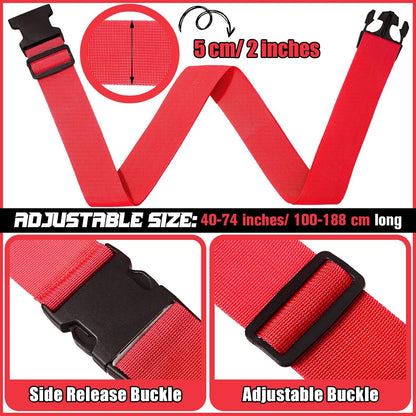 Eccliy 12 Pack Luggage Straps Suitcase Belts Wide Adjustable Packing Straps Travel Belts Accessories for Business Packing(Red)