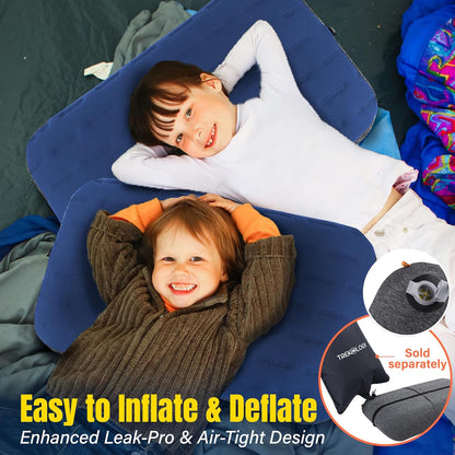 TREKOLOGY Camping Pillow - Large Inflatable (24"x15") for Home-Like Comfort, Portable & Ergonomic, Easy to Clean, Durable & Leak-Proof, Removable Strap for Secure Fit – ALUFT Ultra (Blue)