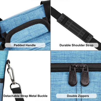Tirrinia Insulated Wine Gift carrier - 3 Bottle Travel Padded Wine Carry Cooler Tote Bag with Handle and Adjustable Shoulder Strap, Blue