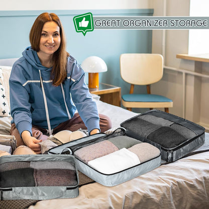 5 Pcs Packing Cubes for Suitcase Large Travel Cubes Carry on Luggage Organizer Bags for Clothes Accessories(M,Gray)
