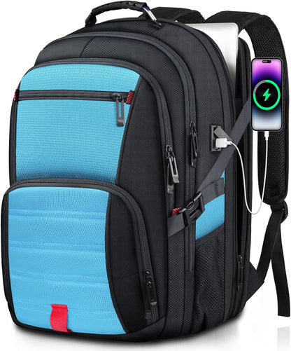 Extra Large Backpack, Travel Laptop Backpack for Men Women, Big Backpack, 50L Water Resistant School Business Work College Computer College Heavy Duty Bag, Fits 17 Inch Laptop, Blue