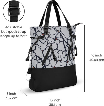 Sherpani Tempest, Anti Theft Convertible Backpack Tote, 14L Travel Backpack, Travel Gifts for Women, Handbags, RFID Protection, Metal Hardware, Fits 15” Laptop (No Sleeve) (Sakura)