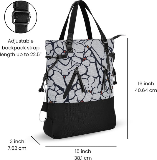 Sherpani Tempest, Anti Theft Convertible Backpack Tote, 14L Travel Backpack, Travel Gifts for Women, Handbags, RFID Protection, Metal Hardware, Fits 15” Laptop (No Sleeve) (Sakura)