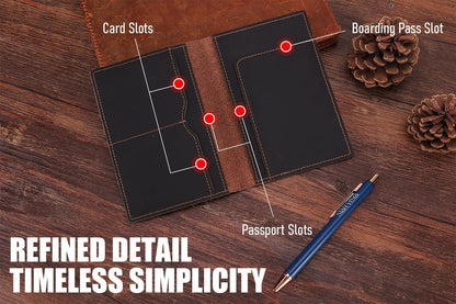 STAR VISTA Albatross Leather Travel Passport Holder, Minimalist Design, Full Grain Leather Case for Women and Men - Slim Passport Wallet, Bifold, RFID Blocking, Dark Chocolate