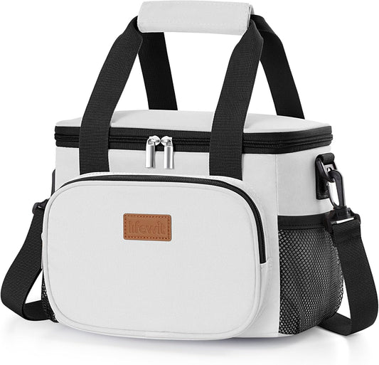 Lifewit Medium Lunch Bag Insulated Lunch Box Soft Cooler Cooling Tote for Adult Men Women, Sliver Gray 12-Can (9L)
