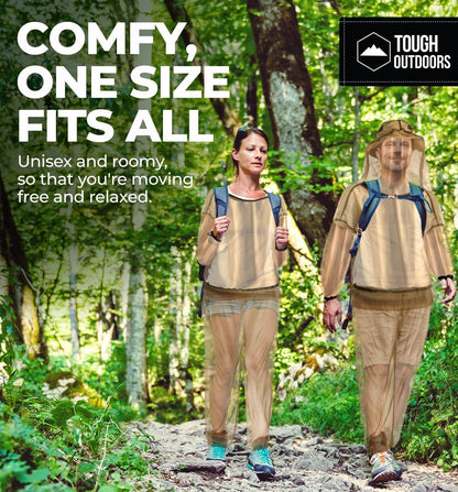 Tough Outdoors Mosquito Pants - Bug Pants for Men & Women - Net Bug Mesh for Gardening & Outdoor Protection from Flies, Gnats - with Free Carry Pouch - Green/Pants Only, Small-Medium