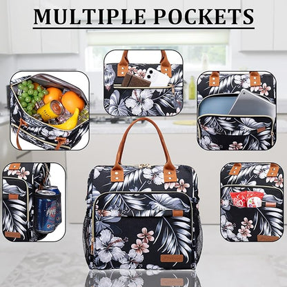 Hibiscus Lunch Box for Women Adult Insulated Lunch Bag Ladies Lunch Tote Bag for Work Loncheras para Mujer de Trabajo
