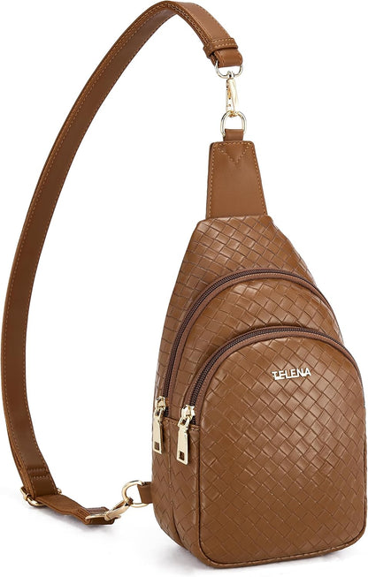 Telena Small Sling Bag for Women Leather Crossbody Fanny Packs Chest Bag for Women