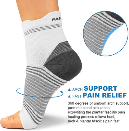Plantar Fasciitis Sock (6 Pairs) for Men and Women, Compression Foot Sleeves with Arch and Ankle Support (White, Small)