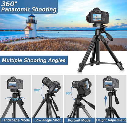 Camera Tripod 69 Inch, Patented 3-Way Swivel Portable Phone Tripod Professional Aluminum Alloy Travel Phone Camera Stand Monopod for Canon Nikon GoPro DSLR, DV Video Camcorder, Smartphone Black