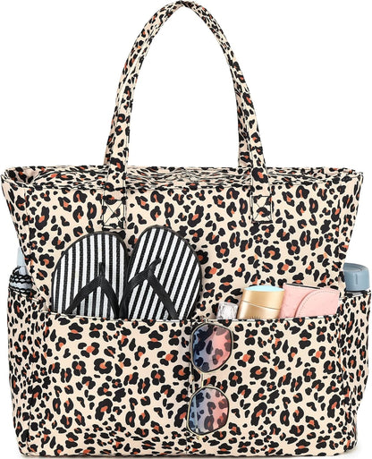Beach Pool Bags Tote for Women Ladies Large Gym Tote Carry On Bag With Wet Compartment for Weekender Travel Waterproof