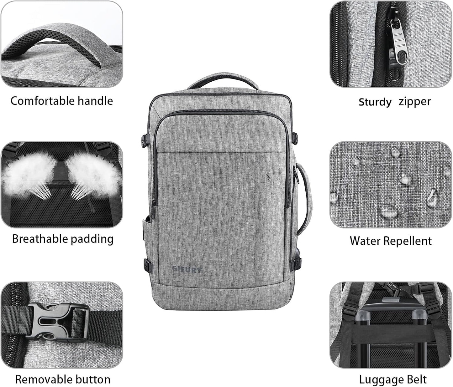 55L Carry On Backpack, Extra Large Travel Backpack for Men & Women, Expandable Big Capacity For Airplanes, Travel Gifts for Men Women, Fits 18.4 Inch Laptop, Luggage Suitcase Daypack Bag, Grey