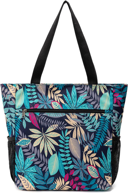 ETidy Large Capacity Foldable Tote Bag With Zipper Water-resistant SandproofWomen Beach Bag Handbag GymBag Travel ShoppingBag