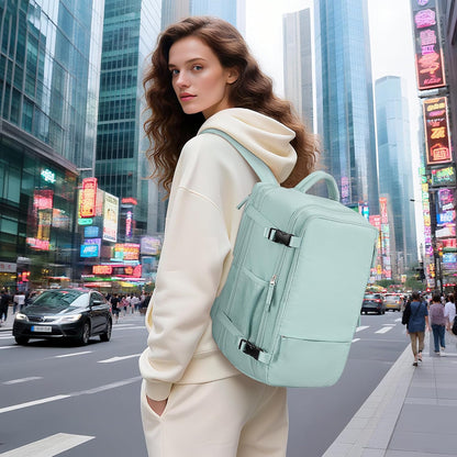 Hanples Carry on Backpack, Laptop Travel Backpack for Women Airline Approved, Personal Item Travel Bag for Men, Casual Daypack Bag for Business Work Weekend with 2 Toiletry Bags (Mint Green)