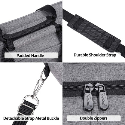 Tirrinia Insulated Wine Gift carrier - 3 Bottle Travel Wine Carry Cooler Tote Bag with Handle and Adjustable Shoulder Strap, Grey
